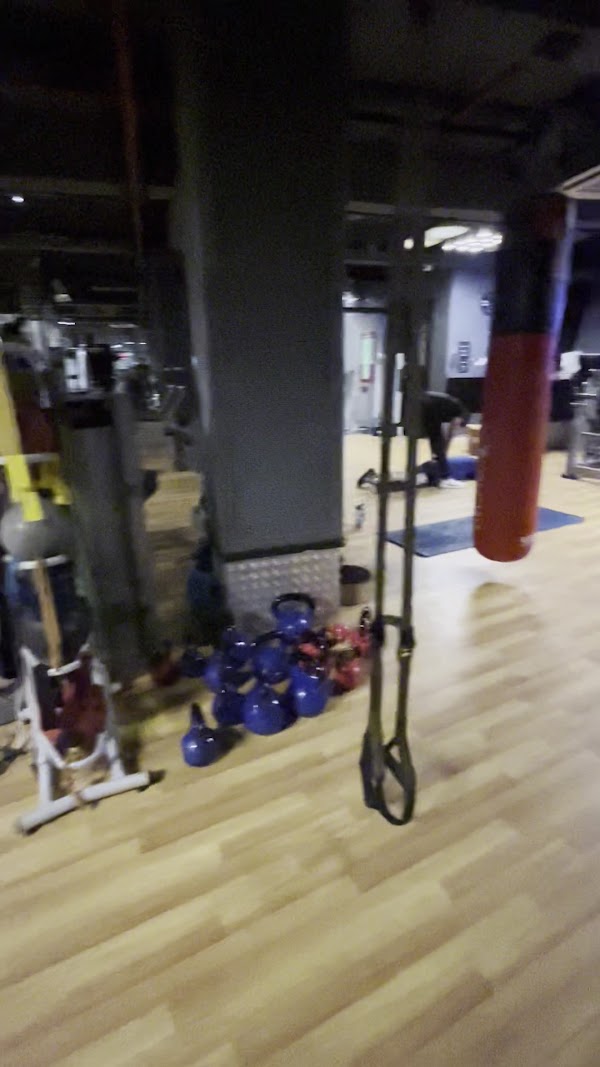 Functional training zone with kettlebells and TRX
